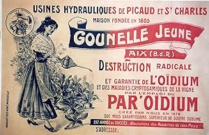 "PAR' OIDIUM / GOUNELLE JEUNE" Affiche originale entoilée / Litho IMP. MOULLOT Fils Ainé Marseill...