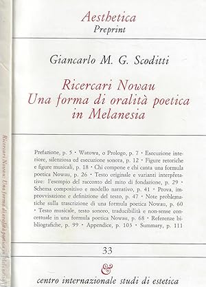 Seller image for Ricercari Nowau una forma di oralit poetica in Melanesia for sale by Biblioteca di Babele