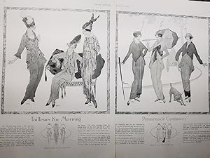 Bild des Verkufers fr Fashion Pages of Drawings: Tailleurs for Morning, Promenade Costumes; Toilettes Du Soir, Mi-Careme Dance Gowns; after Easter Wraps, Club Hour Frocks, Srping Holiday Frocks, School Girl Frocks, Costumes for Each Hour, for the Dance At Five, Fair And., I Informal At Home Gowns, Jolies Blouses, the Blouse Different.Beautiful Hand-Drawn Illustration As They Used to Do before Photography Took Over. zum Verkauf von Hammonds Antiques & Books