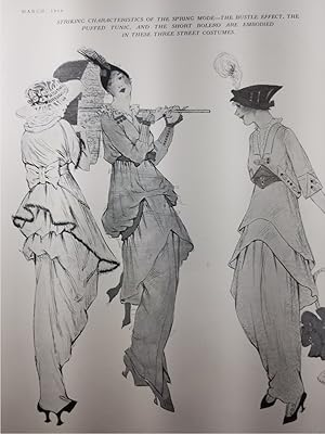 Bild des Verkufers fr Article: Fashiion Illustration - Striking Characteristics of the Spring Mode Beautiful Hand-Drawn Illustration As They Used to Do before Photography Took Over. zum Verkauf von Hammonds Antiques & Books