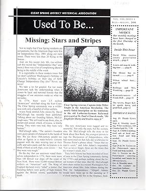 Imagen del vendedor de Used to be.Clear Spring District Historial Association: Vol. VIII, No. 4: July-August, 2001 a la venta por Dorley House Books, Inc.