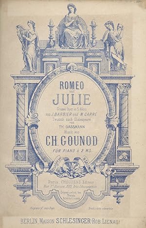 Bild des Verkufers fr Romeo und Julie Grosse Oper in 5 Akten von J. Barbier und M. Carr Deutsch nach Shakespeare von Th. Gassmann . fr Piano  2 MS . Arrange par H. Salomon. [For piano solo without text] zum Verkauf von J & J LUBRANO MUSIC ANTIQUARIANS LLC