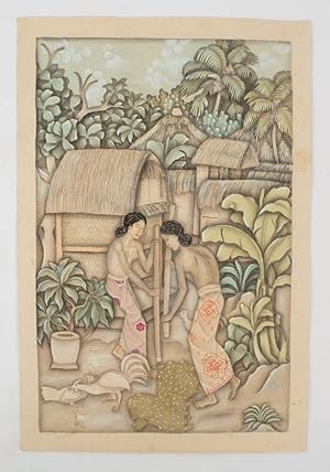 Imagen del vendedor de Two Female Figures Pounding Grain. a la venta por Asia Bookroom ANZAAB/ILAB