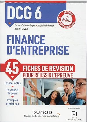 DCG 6 : finance d'entreprise - 45 fiches de révision pour réussir l'épreuve (3e édition)