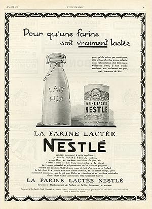 "Farine Lactée NESTLÉ" Annonce originale entoilée parue dans L'ILLUSTRATION du 13/8/1927