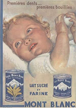 "LAIT MONT BLANC" Annonce originale entoilée parue dans L'ILLUSTRATION des années 20 illustrée pa...