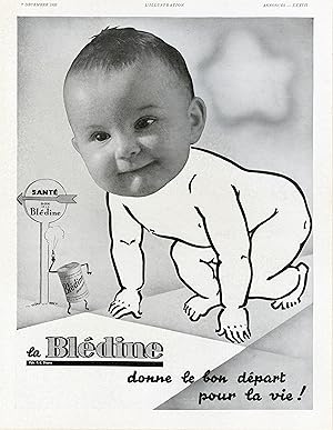 "BLÉDINE" Annonce originale entoilée parue dans L'ILLUSTRATION du 7 Décembre 1935