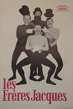 "LES FRÈRES JACQUES / Disques DECCA" Affiche originale entoilée / Photo X / LALANDE-COURBET Wisso...
