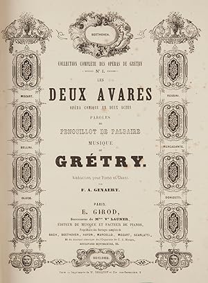 Bild des Verkufers fr Les Deux Avares Opra Comique en Deux Actes Paroles de Fenouillot de Falbaire . Rduction pour Piano et Chant par F. A. Gevaert. [Piano-vocal score] zum Verkauf von J & J LUBRANO MUSIC ANTIQUARIANS LLC