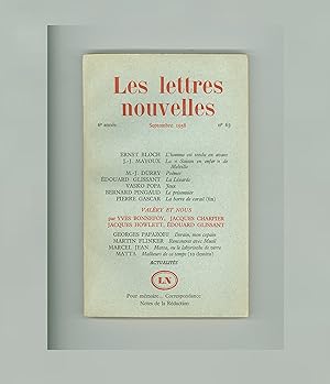 Les Lettres Nouvelles, September 1958, Edited by Maurice Nadeau. French Literary & Art Journal, C...