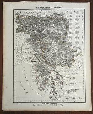 Kingdom of Illyria Austrian Crown Lands Carinthia 1850's Flemming detailed map