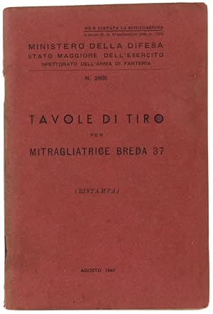 Imagen del vendedor de TAVOLE DI TIRO PER MITRAGLIATRICE BREDA 37. N. 2905.: a la venta por Bergoglio Libri d'Epoca