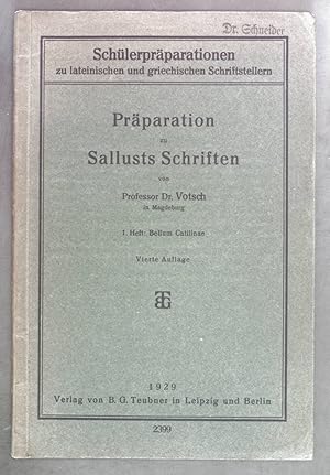 Immagine del venditore per Prparation zu Sallusts Schriften. 1. Heft: Bellum Catilinae. Schlerprparationen zu lateinischen und griechischen Schriftstellern. venduto da books4less (Versandantiquariat Petra Gros GmbH & Co. KG)