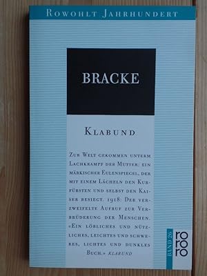 Bild des Verkufers fr Bracke : e. Eulenspiegelroman. Rowohlt-Jahrhundert ; 26; Rororo ; 40026 zum Verkauf von Antiquariat Rohde