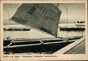 Image du vendeur pour Ansichtskarte / Postkarte Philippinen, Inlandsche visschersbootjes, Missien van Scheut mis en vente par akpool GmbH