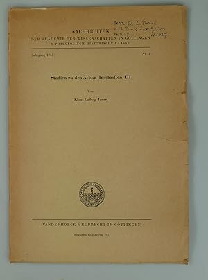 Seller image for Studien zu den Asoka-Inschriften III. for sale by Antiquariat Dorner