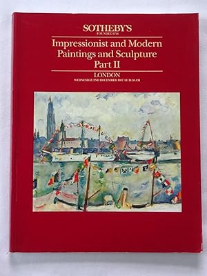 Impressionist and Modern Paintings, and Sculpture, Part II, Wednesday 2nd December 1987. Sotheby'...