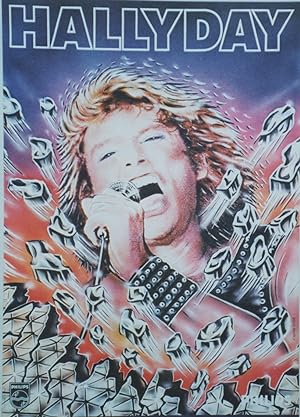 "Johnny HALLYDAY / DISQUES PHILIPS 1982" Affiche originale entoilée / Offset d'après ASSE (1982) ...