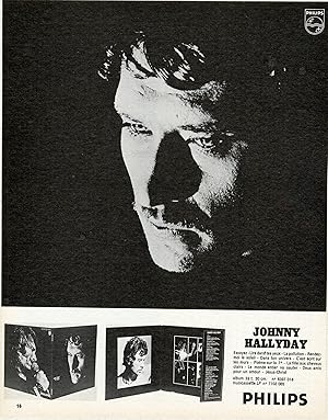 "Johnny HALLYDAY / DISQUE "VIE" sur PHILIPS" Annonce publicitaire originale entoilée (1970)