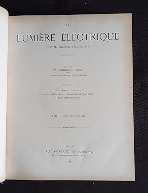 Bild des Verkufers fr La lumire lectrique - T.17 1885 zum Verkauf von Librairie Ancienne Zalc