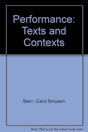 Imagen del vendedor de Performance: Texts and Contexts a la venta por Redux Books