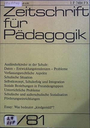 Seller image for Zeitschrift fr Pdagogik Jahrgang 27 - Heft 6 - Dezember 1981. for sale by books4less (Versandantiquariat Petra Gros GmbH & Co. KG)