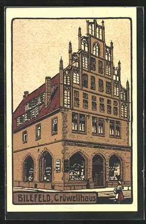 Steindruck-Ansichtskarte Bielefeld, Das Crüwellhaus