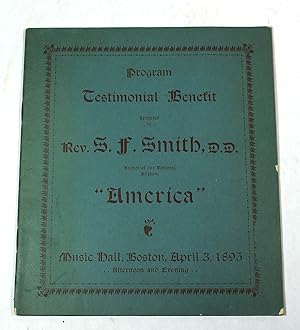 Program Testimonial Benefit Tendered to Rev. S.F. Smith, DD, Author of the National Anthem, "Amer...