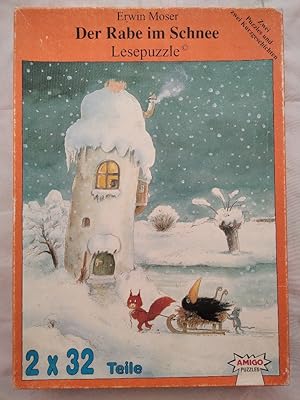 AMIGO Puzzle 4519: Der Rabe im Schnee [2x32 Teile Puzzle]. 2 Puzzles und 2 Kurzgeschichten. Achtu...