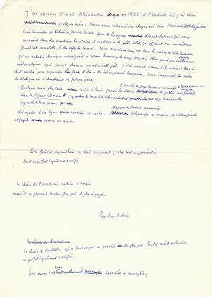 Jacques LASSAIGNE premier article consacré à Garcia Lorca manuscrit autographe