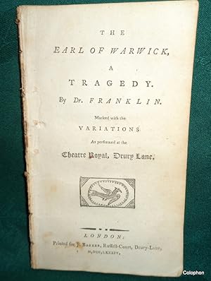 Seller image for The Earl of Warwick, A Tragedy. (As Performed at the Theatre Royal) Marked with the Variations. for sale by Colophon Books (UK)