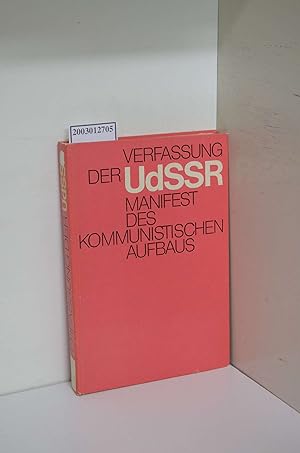 Imagen del vendedor de Die Verfassung der UdSSR Manifest des kommunistischen Aufbaus a la venta por ralfs-buecherkiste