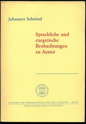 Seller image for Sprachliche und exegetische Beobachtungen zu Arator. for sale by Antiquariat Dennis R. Plummer