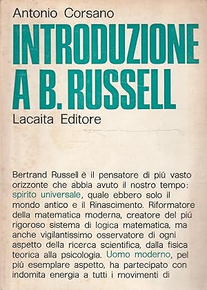 Seller image for Introduzione a Bertrand Russell for sale by Messinissa libri