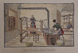 Der Seidenfabrikant. Kolorierte Lithographie aus "Achtundvierzig Werkstätten von Handwerkern und ...