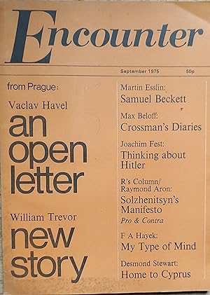 Seller image for Encounter, September 1975 / William Trevor "Angels at the Ritz" / Vaclav Havel "An Open Letter from Prague" / F A Hayek "Types of Mind" / Martin Esslin "Samuel Beckett & the Art of Broadcasting" for sale by Shore Books