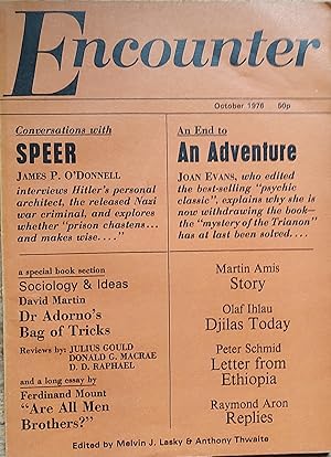 Seller image for Encounter, October 1976 / Martin Amis / Olaf Ihlau / Peter Schmid / Raymond Aron / David Martin / Ferdinand Mount for sale by Shore Books