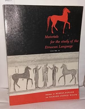 Immagine del venditore per Materials for the study of the Etruscan Language Volume II venduto da Librairie Albert-Etienne