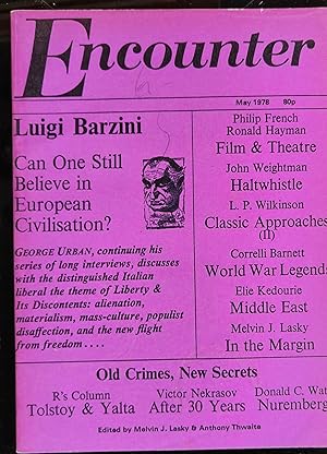 Imagen del vendedor de Encounter May 1978 / Elie Kedourie "How To (And How Not To) Seek Peace In The Middle East" / Tale of Love by Claire Villiers / A Conversation With Luigi Barzini by George Urban / Correlli Barnett "Of Horrors & Scapegoats" / Melvin J Lasky "North-South Some News Joke" a la venta por Shore Books