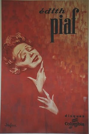 "Edith PIAF / DISQUES COLUMBIA" Affiche originale entoilée / Offset DOUGLAS DAVIS / Imp. AUSSEL (...