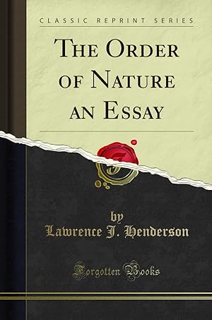 Bild des Verkufers fr The Order of Nature an Essay (Classic Reprint) zum Verkauf von Forgotten Books