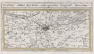 Image du vendeur pour Arras Mitt Nahe anliegender Gegend" - Arras map carte Karte Hauts-de-France gravure mis en vente par Antiquariat Steffen Vlkel GmbH