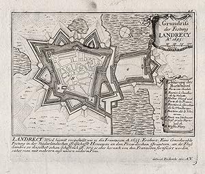 Seller image for Grundriss der Festung Landrecy" - Landrecies Hauts-de-France carte gravure for sale by Antiquariat Steffen Vlkel GmbH