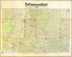 Landkarte N.S. Karte Blatt Heidelberg - Volksgemeinschaft Heidelberger Beobachter - Kampfblatt de...