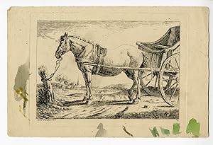 Antique Master Print-HORSE-CART-LANDSCAPE-Van Varelen-c.1810