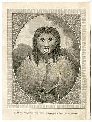 Antique Print-WOMAN-NATIVE-HAIDA GWAII-CHARLOTTE ISLANDS-Portlock-Dixon-1795