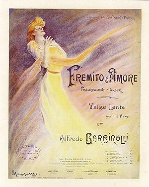 "FREMITO D'AMORE (FRÉMISSSEMENT D'AMOUR) d'Alfredo BARBIROLLI" Couverture de partition originale ...