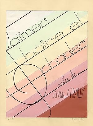 "AIMER BOIRE ET CHANTER de Johann STRAUSS" Maquette originale à la gouache sur papier par R. BURD...