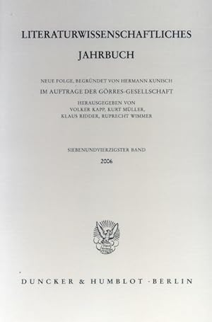 Immagine del venditore per Literaturwissenschaftliches Jahrbuch. Neue Folge. 47. Band. venduto da Antiquariat Thomas Haker GmbH & Co. KG