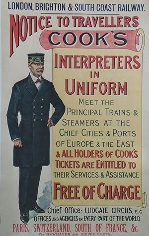 "COOK'S INTERPRETERS IN UNIFORM" Affiche originale entoilée / Litho P. 32 (1900)